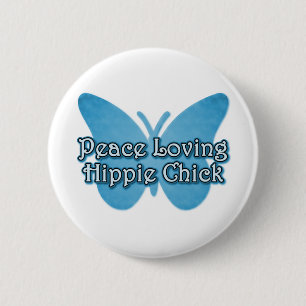 Peace Loving Hippie Chick 6 Cm Round Badge
