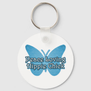Peace Loving Hippie Chick Key Ring