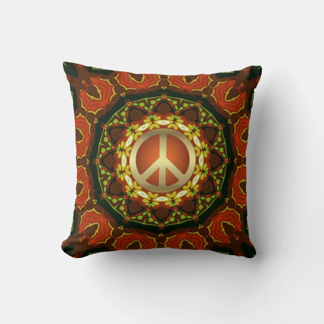 Peace Mandala Boho Batik Cushion / Pillow (Front)