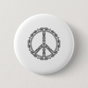 Peace Mandala Peace Sign Yoga Buddha Yogi Gift - C 6 Cm Round Badge