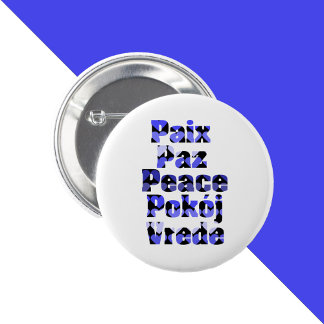 Peace Many Languages Hearts Blue 6 Cm Round Badge