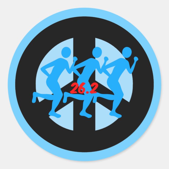 peace marathon classic round sticker (Front)