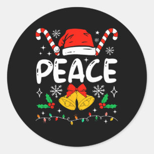 Peace Matching I Come In Peace Couples Santa Hat C Classic Round Sticker