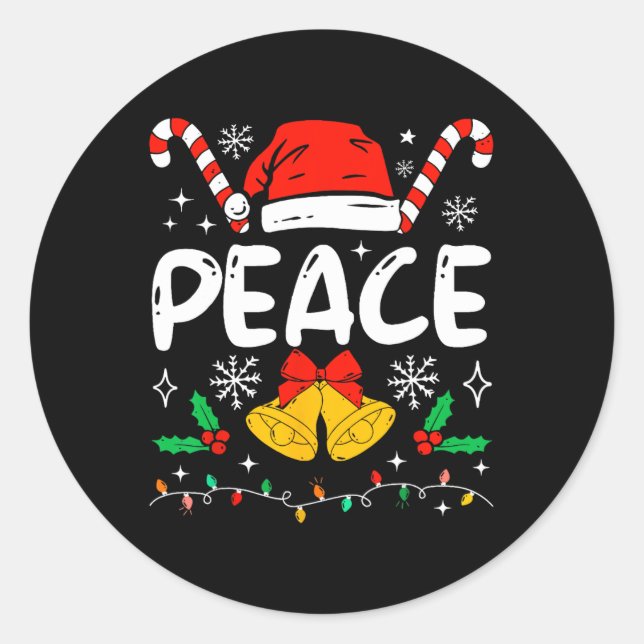 Peace Matching I Come In Peace Couples Santa Hat C Classic Round Sticker (Front)