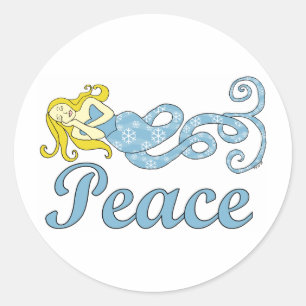 Peace Mermaid (Holiday Dreams) Classic Round Sticker
