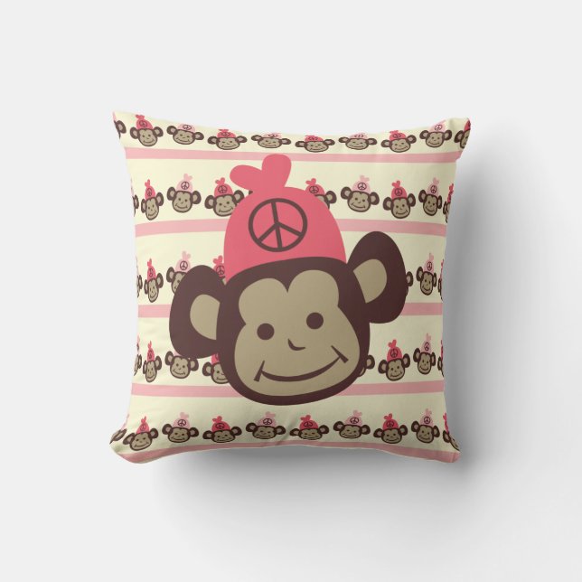 Peace Monkey Pillow (Front)