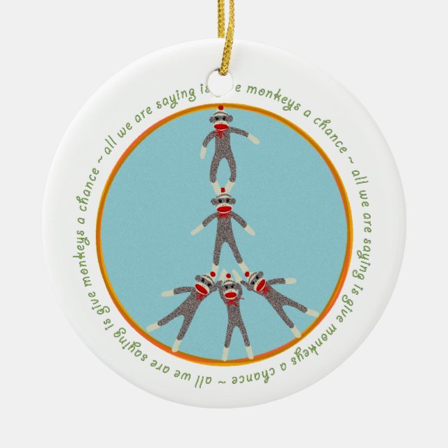 Peace Monkeys Ornament (Front)