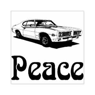 Peace muscle car 1960s rubber stamp