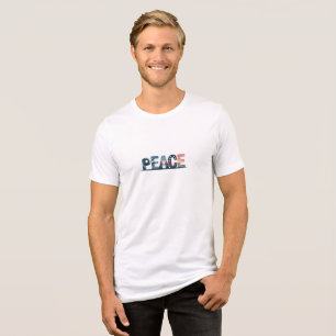 PEACE – Nature-Inspired Artistic Typography Design Tri-Blend Shirt