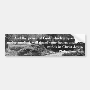 Peace of God Philippians 4:7 Black White Garden Bumper Sticker