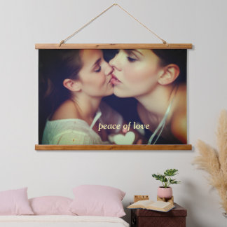 Peace of love Wood Topped Wall Tapestry