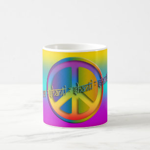 PEACE OM SHANTI   coloured linear Coffee Mug