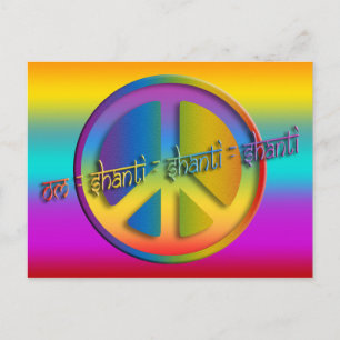 PEACE OM SHANTI coloured linear Postcard