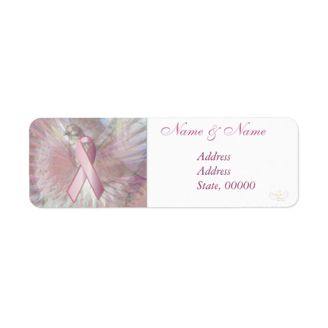 Peace On Angelic Wings Pink Ribbon Address Label (Front)
