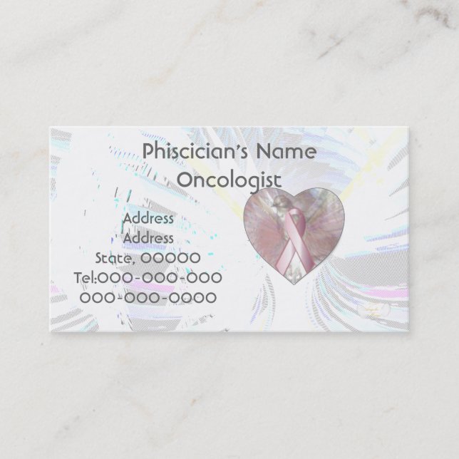 Peace On Angelic Wings Pink Ribbon Business Card (Front)