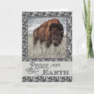 Peace on Earth American Buffalo Bison Holiday Card