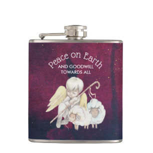 Peace on Earth and Goodwill Towards All Shepherd Hip Flask