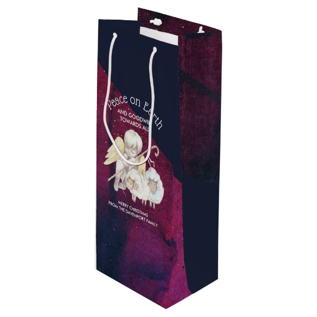 Peace on Earth and Goodwill Towards All Shepherd Wine Gift Bag (Front Angled)