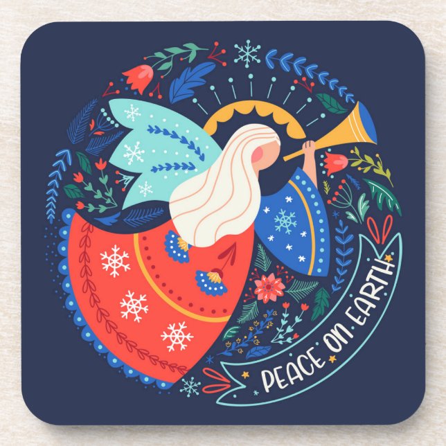 Peace on Earth Angel Design Coaster (Front)