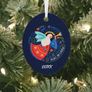 Peace on Earth Angel Design Metal Tree Decoration