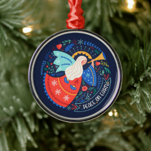 Peace on Earth Angel Design Metal Tree Decoration