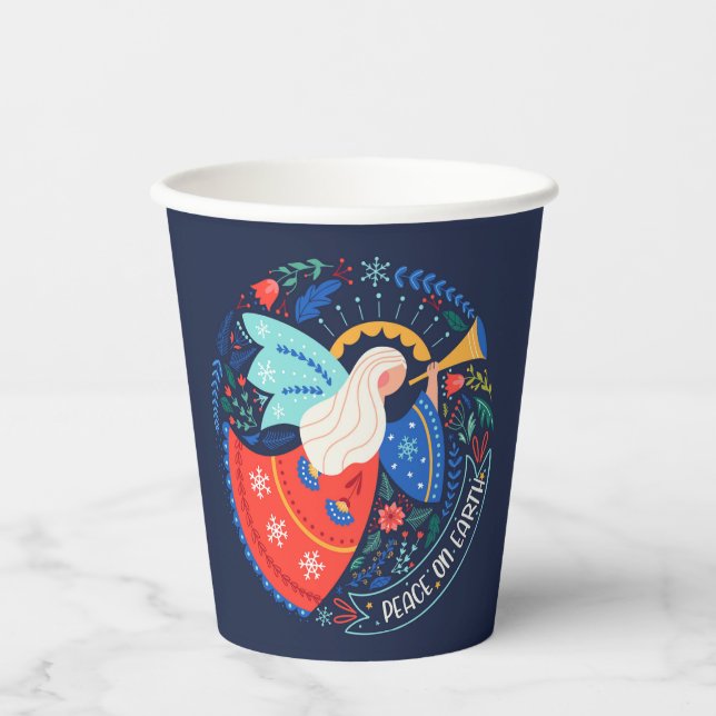 Peace on Earth Angel Design Paper Cups (Front)