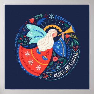 Peace on Earth Angel Design Poster