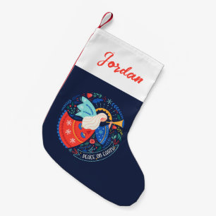 Peace on Earth Angel Design Small Christmas Stocking
