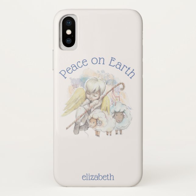 Peace on Earth Angel Shepherd with Lambs Case-Mate iPhone Case (Back)