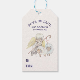 Peace on Earth Angel Shepherd with Lambs Gift Tags