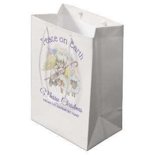 Peace on Earth Angel Shepherd with Lambs Medium Gift Bag