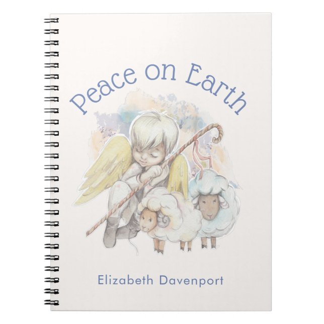 Peace on Earth Angel Shepherd with Lambs Notebook (Front)