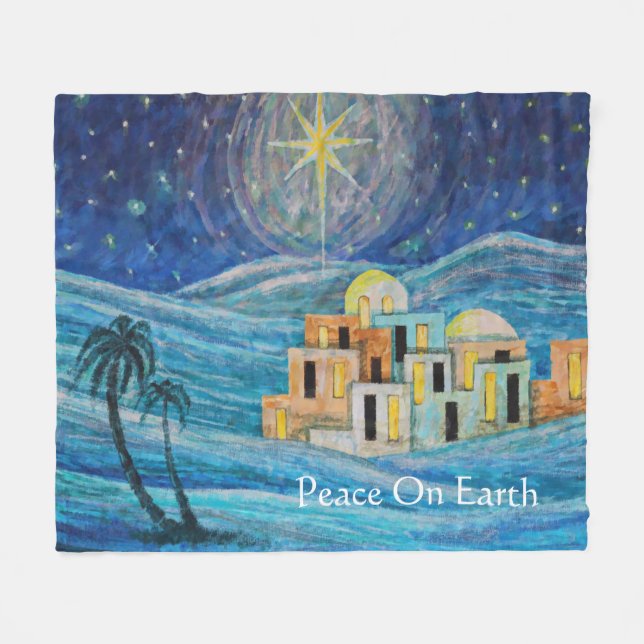Peace On Earth Bethlehem Star Fleece Blanket (Front (Horizontal))