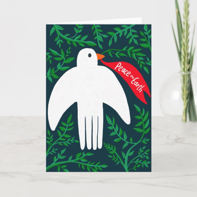 Peace on Earth Bird Dove Christmas Xmas Holiday Card (Front)