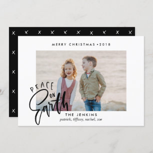Peace on earth   Black   Christmas Holiday Photo Invitation