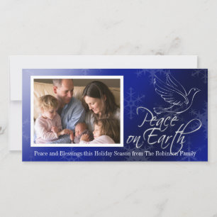 Peace on Earth Blue Dove Christmas Holiday Card