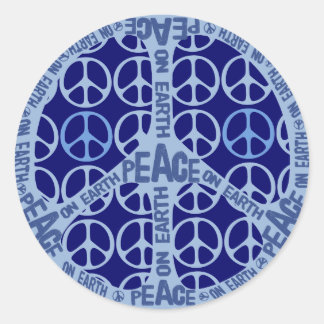 Peace On Earth Blue Peace Classic Round Sticker