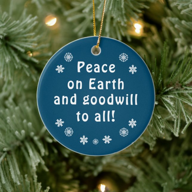 Peace on Earth Blue Snowflake Ceramic Tree Decoration (Tree)
