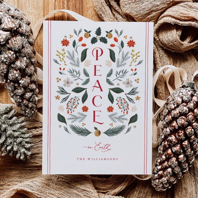 Peace on Earth Botanical Christmas Holiday Card (Creator Uploaded)