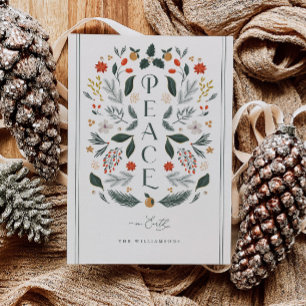 Peace on Earth Botanical Christmas Holiday Card