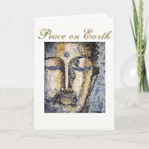 Peace on Earth Buddha Watercolor Art Holiday Card