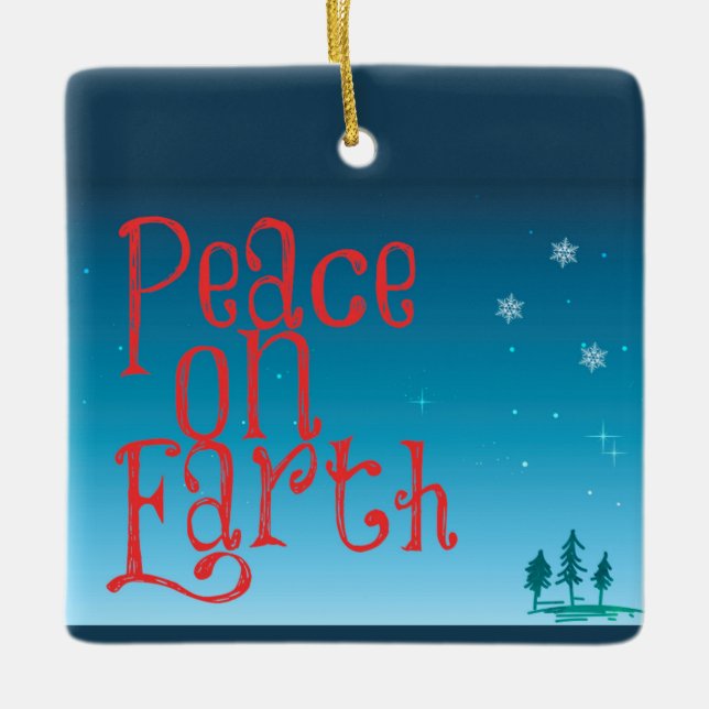 Peace on Earth Ceramic Ornament (Front)