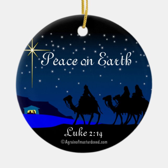 Peace on Earth Ceramic Ornament (Front)