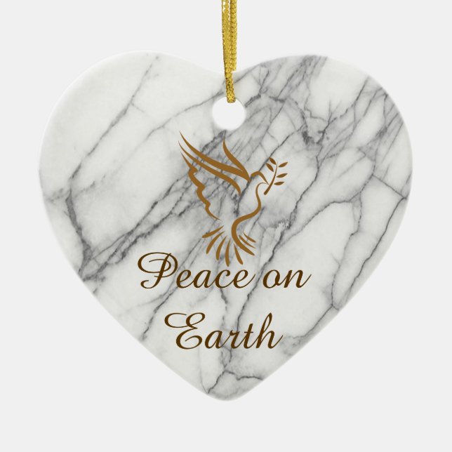 Peace on Earth Ceramic Tree Decoration (Front)