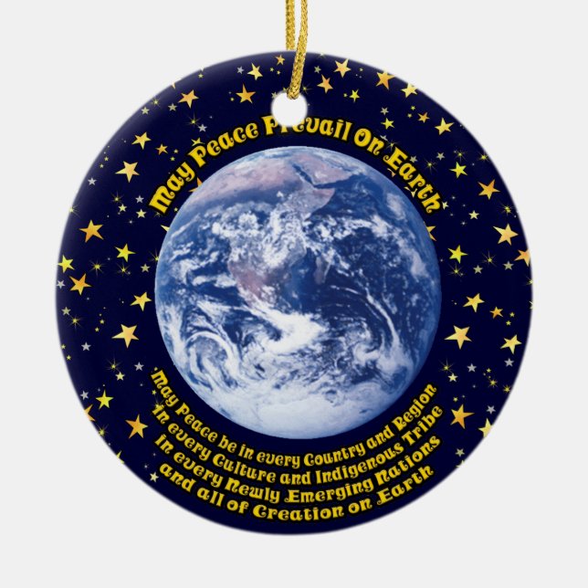 Peace on Earth Ceramic Tree Decoration (Front)