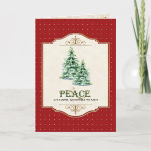 Peace on Earth Christian Christmas Tree Greeting Holiday Card