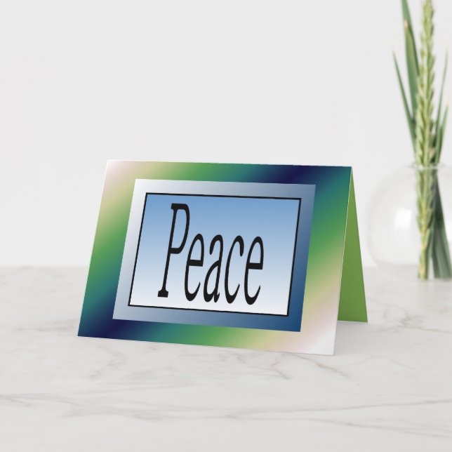 Peace on Earth Christmas Card on Soft Blue/Green (Front)