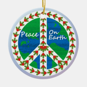 Peace on Earth  Christmas Ceramic Tree Decoration