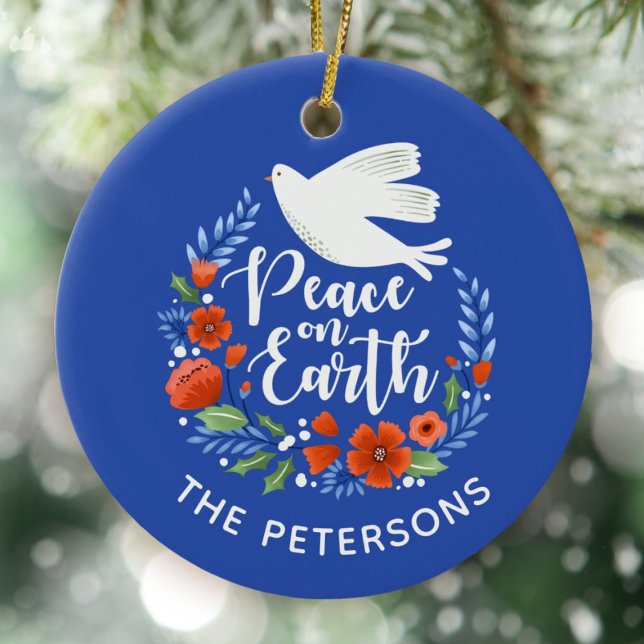 Peace on Earth Christmas Ceramic Tree Decoration (An elegant peace on earth Christmas ornament)