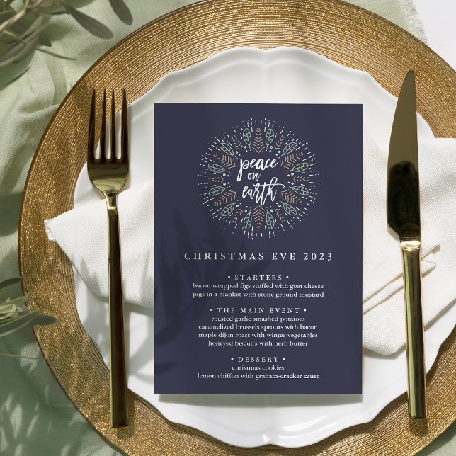 Peace on Earth | Christmas Eve Dinner Menu Invitation (Creator Uploaded)